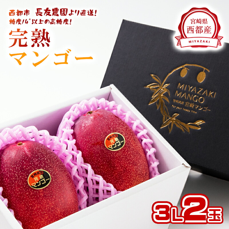 【ふるさと納税】長友農園 完熟マンゴー「3L×2玉」 宮崎県 西都産 化粧箱＜46-2a＞令和8年収穫分 先行予約