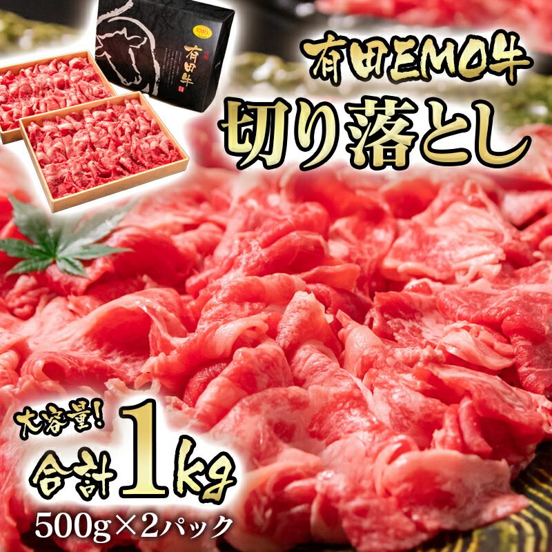 10％OFF 宮崎 有田牛 切り落とし1kg 500g×2P 牛肉 有田牧畜産業 国産