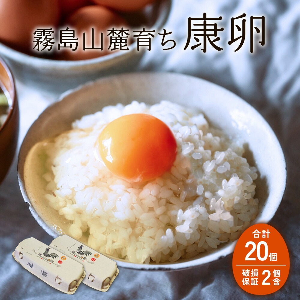【ふるさと納税】【お届け月が選べる】卵 霧島山麓育ち こだわり卵 康卵 20個（割れ保証2個含む）たまご 玉子 卵焼き 玉子焼き たまご焼き 生卵 鶏卵 たまごかけ 国産 九州産 宮崎県産 送料無料