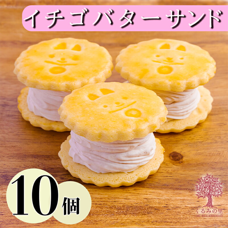 【ふるさと納税】お菓子 おやつ スイーツ 宮崎県 『いちごバターサンド 10個入り』 1か月以内にお届け サクサクビスケット生地に乾燥イチゴとラズベリーピューレを練りこんだバタークリームをサンド 送料無料 ケーキハウスくるみの里 ギフト アフタヌーンティー 高原町｜宮崎県高原町