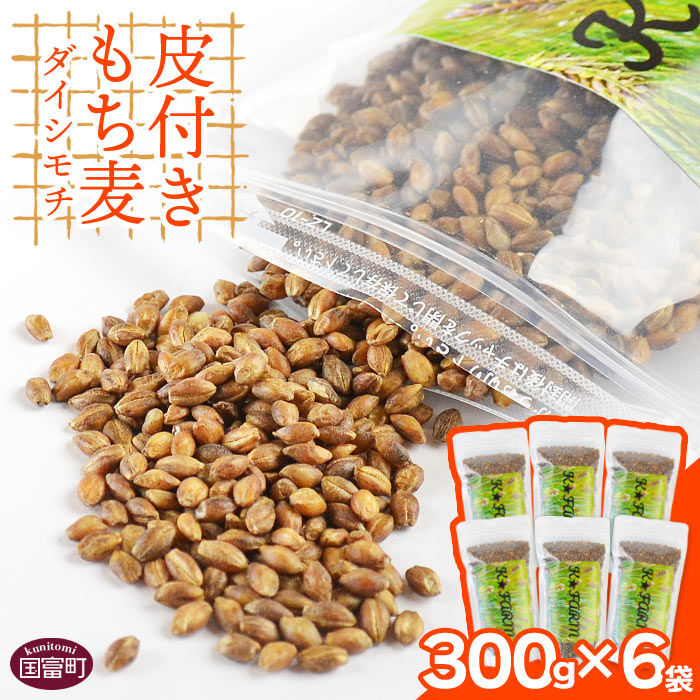 【ふるさと納税】＜皮付きもち麦(ダイシモチ）300g×6袋＞※入金確認後、翌月末迄に順次出荷します。 むぎ ムギ 穀物 食物繊維 三輪農園 宮崎県 国富町 0241_mw【常温】