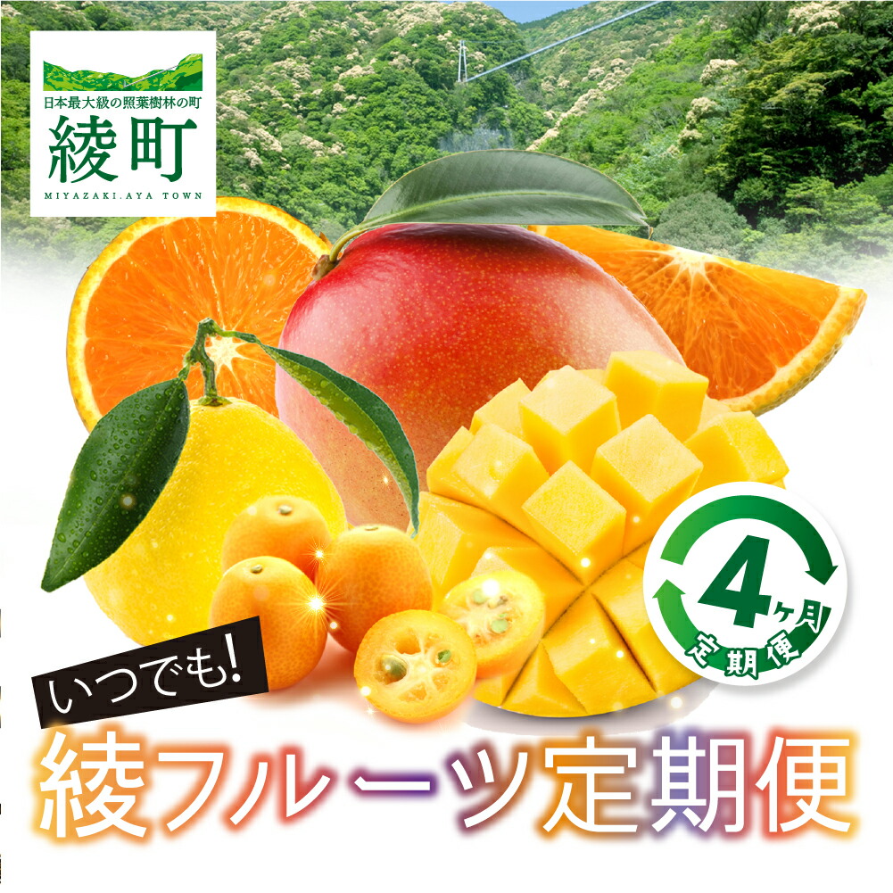 【ふるさと納税】【4ヶ月定期便】JA綾町『いつでも綾フルーツ』レギュラーコース〈きんかん／日向夏／マンゴー／スイートスプリング〉 旬 季節 果物 くだもの 果実 定期便 お取り寄せ 宮崎県 送料無料