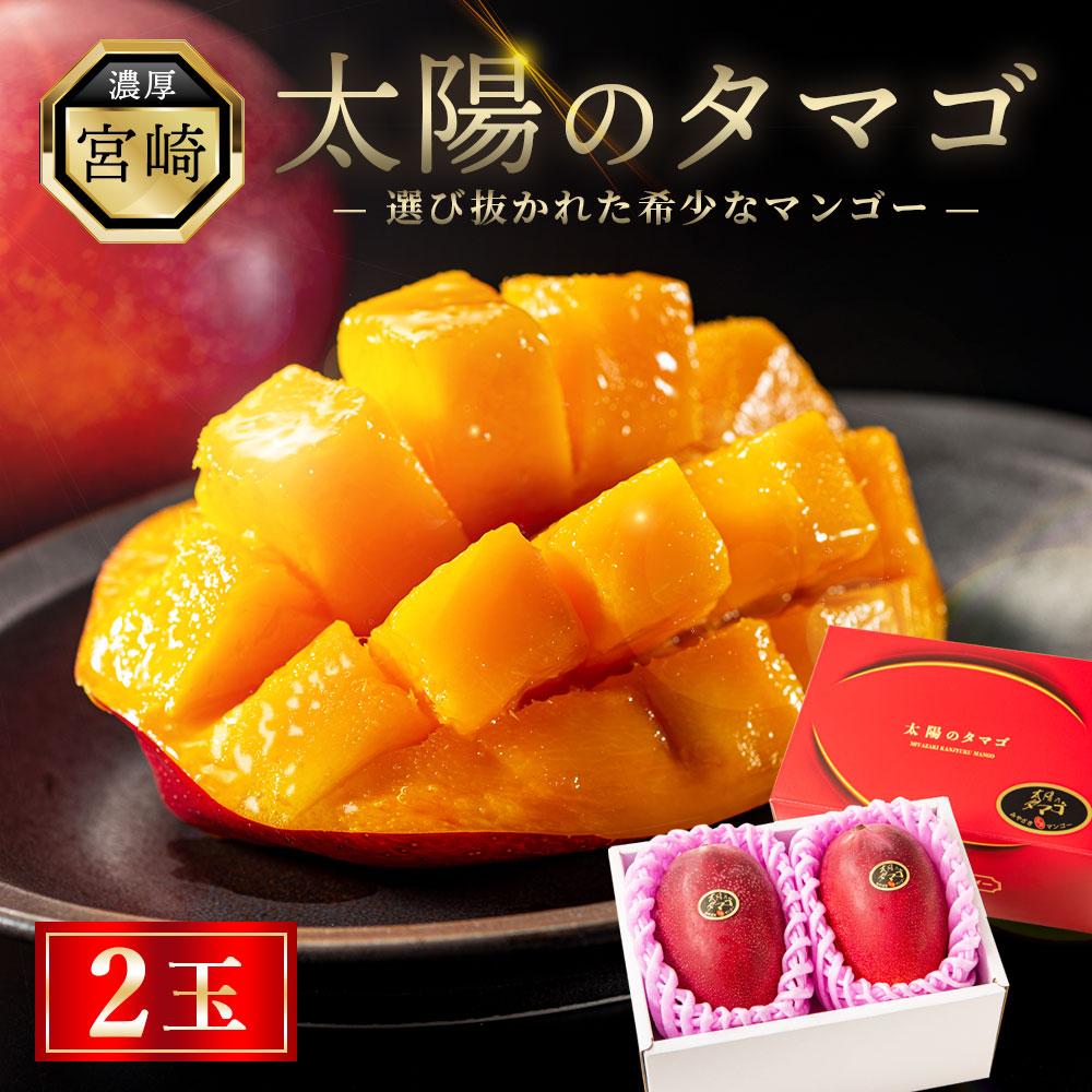 【ふるさと納税】数量限定 完熟マンゴー『太陽のタマゴ』２玉（約１kg） 宮崎県産 最高級 フルーツ 濃厚 贈答用 化粧箱 ギフト 先行予約 国産 果物 糖度 贅沢 ご褒美 人気 産地直送 送料無料 綾町