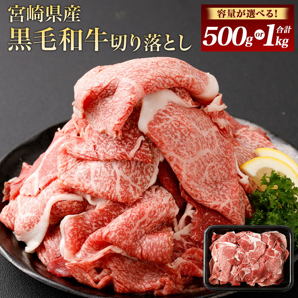 【ふるさと納税】【選べる容量】＜黒毛和牛切り落とし 500g&times;1～2パック＞翌月末迄に順次出荷 500g&times;1パック または 500g&times;2パック 計500g～1kg 黒毛和牛 和牛 牛肉 肉 切り落とし 切落し お肉 国産 九州産 冷凍 宮崎県 高鍋町 送料無料｜宮崎県高鍋町