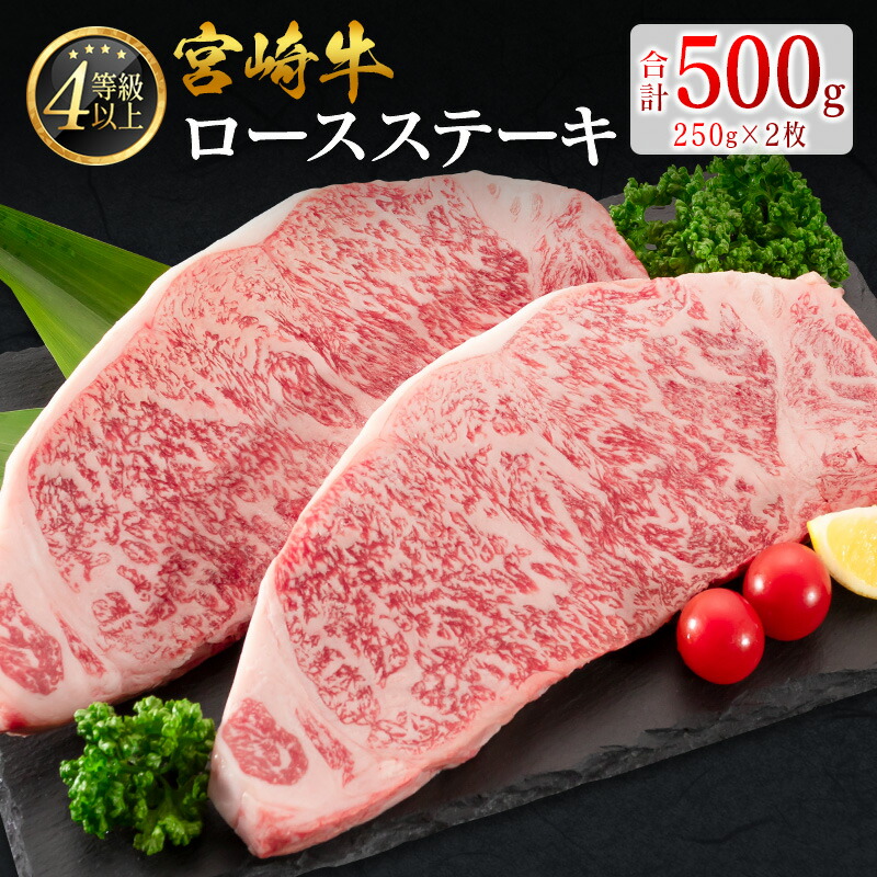 【ふるさと納税】宮崎牛 ロースステーキ 計500g（250g×2枚）肉質等級4等級 国産 人気 おすすめ