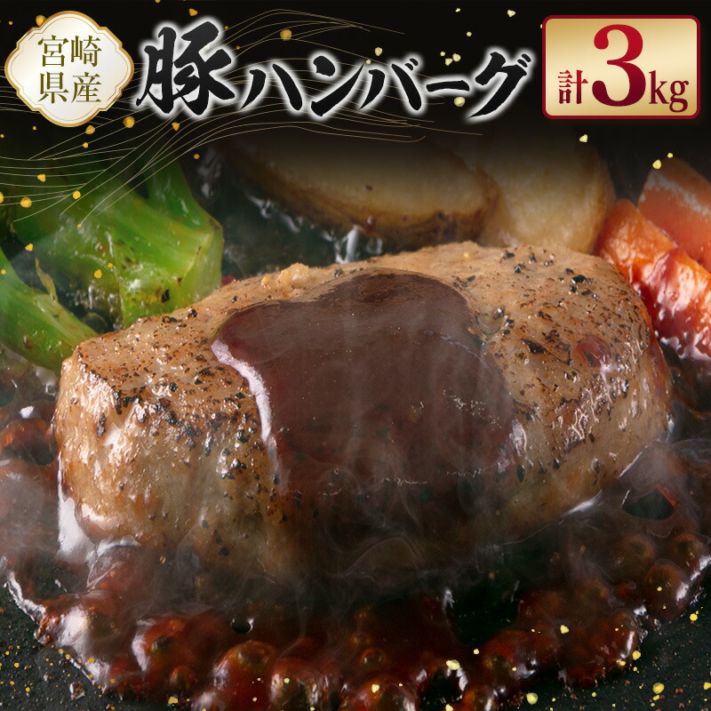 【ふるさと納税】宮崎県産豚ハンバーグ 計3kg|宮崎県新富町