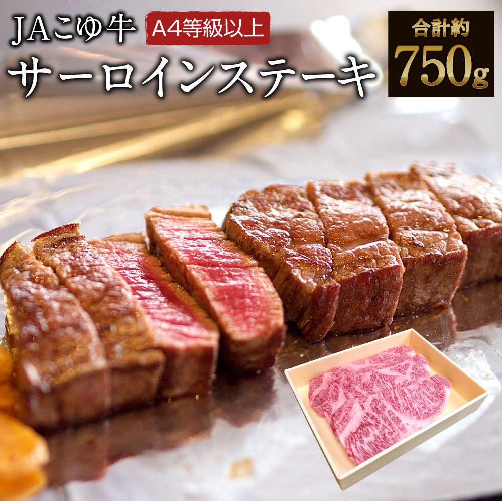 【ふるさと納税】宮崎黒毛和牛＜こゆ牛＞サーロインステーキ（250g&times;3枚）計750g A4等級以上 ブランド牛 宮崎県産 冷凍 和牛 牛肉 国産 送料無料｜宮崎県新富町