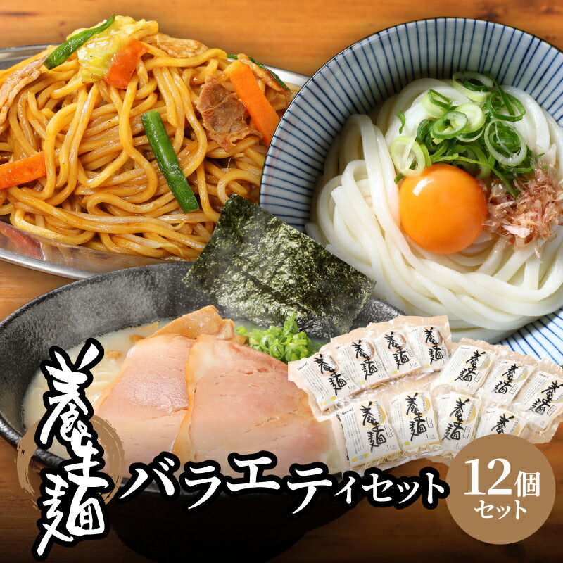 【ふるさと納税】養生麺セット 12個入り - 木城町名物 養生麺(ようじょうめん) うどん ラーメン(とんこつ味・しょう油味) 焼きそば 詰め合わせ バラエティセット こんにゃく練り込み麺 食物繊維 おなかにやさしい 冷蔵  送料無料 【宮崎県木城町】