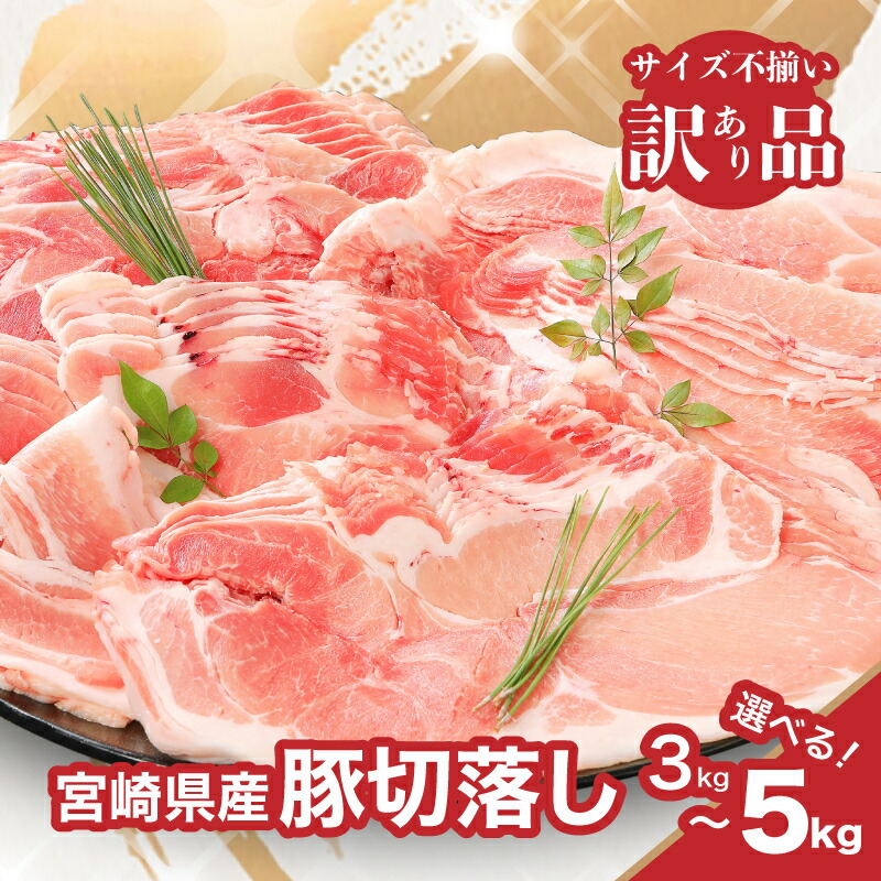 【ふるさと納税】【訳あり】宮崎県産豚切落し 3kg/3.5kg/4kg/5kg 国産豚肉 切り落とし 形・大きさ サイズ不揃い 豚こま 冷凍 訳アリ 500gの小分け 生姜焼き 大容量 家庭料理 送料無料 【宮崎県木城町】