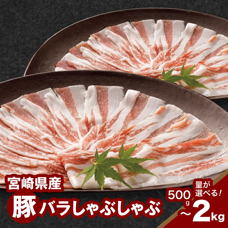 【ふるさと納税】宮崎県産豚バラしゃぶしゃぶ用 - お試し500g/1kg/1.5kg/2kg 豚肉 バラ肉 豚しゃぶ 冷しゃぶ バラスライス 冷凍配送 1パック500g 豚バラ肉 スライス肉 家庭料理 トレー配送 小分け しゃぶしゃぶ肉 1キロ 送料無料 【宮崎県木城町】