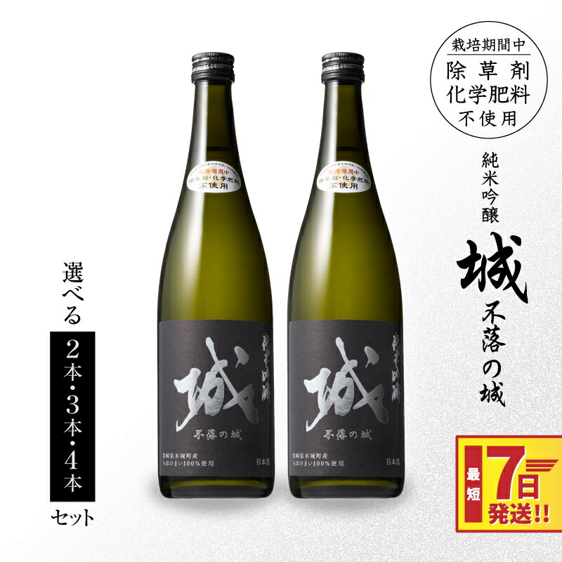 【ふるさと納税】【7日以内に発送！】日本酒 純米吟醸「城 ～不落の城」辛口 - 2本/3本/4本 720ml 冷蔵配送 ご当地日本酒 令和8年産 新しき村友情都市コラボ お酒 アルコール分 15％ 特産品 地酒 スピード配送便 送料無料 【宮崎県木城町】｜宮崎県木城町
