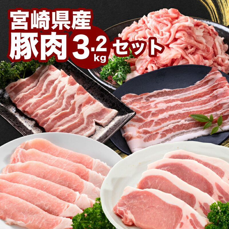 【ふるさと納税】宮崎県産豚肉3.2kgセット - 豚肉セット 冷凍 小分け 詰め合わせセット バラエティセット 精肉セット とんかつ用ロース肉・ロース又は肩ローススライス・バラ焼き肉カット・豚バラしゃぶしゃぶ用・豚肉切り落し 家庭料理 ストック 送料無料 【宮崎県木城町】