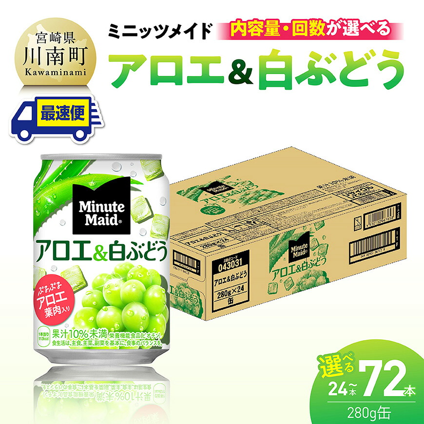 【ふるさと納税】※本数と回数が選べる※コカ・コーラ ミニッツメイド「アロエ&白ぶどう」 - 飲料 アロエ 白ぶどう 果汁 長期保存 定期便 C11131-ss C11132-ss C11133-ss C11131 C11132 C11133 C11131t3 C11132t3 C11133t3