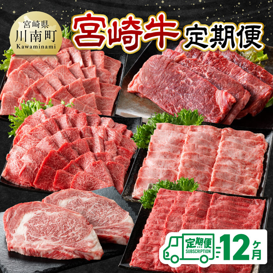 【ふるさと納税】【12ヶ月定期便】宮崎牛定期便 - 肉 牛肉 宮崎牛 黒毛和牛 宮崎県産 九州産 国産 肩ロース ウデ モモ すき焼き しゃぶしゃぶ スライス 焼しゃぶ すきしゃぶ 焼肉 BBQ 定期便 C11123t12