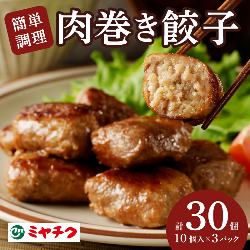 【ふるさと納税】 肉巻き 餃子 計30個 肉 豚 豚肉 おかず 国産 簡単調理 お手軽 晩酌 ブランド豚 ジューシー おつまみ 肉好き 焼くだけ 食品 小分け お取り寄せ グルメ 手土産 ギフト 人気 ミヤチク 宮崎県 都農町 送料無料