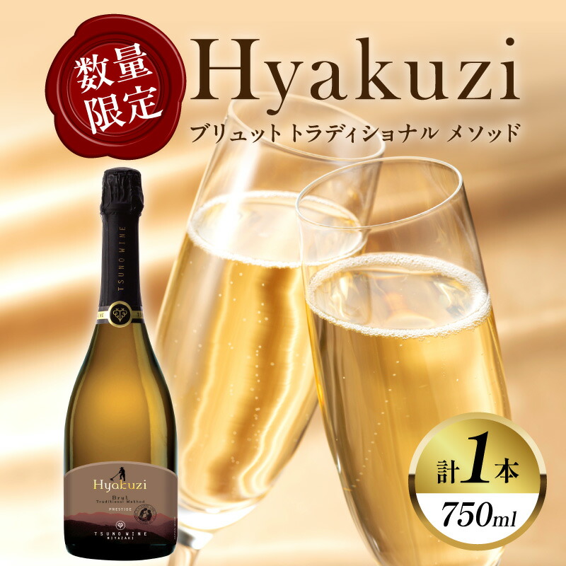 【ふるさと納税】数量限定 Hyakuzi ブリュット トラディショナル メソッド 計1本 酒 飲料 アルコール 国産 都農ワイン スパークリングワイン シャンパン 辛口 家飲み 晩酌 パーティー ご褒美 記念日 お取り寄せ グルメ 宮崎県 都農町 送料無料