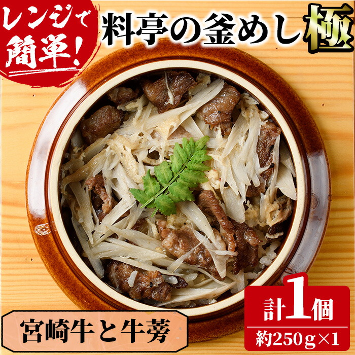 【ふるさと納税】料亭の釜めし・極＜宮崎牛と牛蒡＞(約250g×1)釜飯 料亭 惣菜 時短 お取り寄せ グルメ 冷凍 レンジアップ【TW-4】【魚甚閣 常若】
