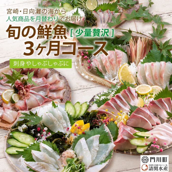 【ふるさと納税】【北海道・離島配送不可】＜定期便・全3回(連続)＞旬の鮮魚(3ヶ月コース)ブリ かんぱち 真鯛 ヒラメ シマアジ サーモン 冷蔵 簡単調理 刺身 国産 お造り 柵 お楽しみ 切るだけ【UZ-02】【請関水産】