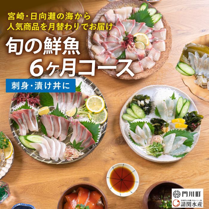 【ふるさと納税】【北海道・離島配送不可】＜定期便・全6回(連続)＞旬の鮮魚(6ヶ月コース)お刺身 お刺し身 魚介 海鮮 漬け丼 ブリ ぶり ヒラメ 真鯛 シマアジ カンパチ お楽しみ【UZ-10】【請関水産】