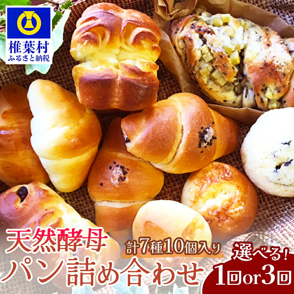 【ふるさと納税】【選べる 回数】天然酵母パン 詰め合わせ 7種10個セット 1回 or 3回定期便| 選べる 回数 定期 定期便 パン 冷凍 お取り寄せ 天然 酵母 詰め合せ セット 低温 長時間熟成 メロンパン バターロール ブレッド 食パン 朝食 手作り おすすめ 送料無料 人気||宮崎県椎葉村