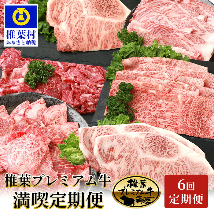 【ふるさと納税】定期便6回 総重量3.1kg 椎葉プレミアム牛満喫定期便 ステーキ すき焼き しゃぶしゃぶ 焼き肉 ｜ 送料無料 牛肉 牛 肉 人気 黒毛和牛 ブランド牛 A5等級 サーロイン 肩ロース 切り落とし モモスライス 焼き肉 定期便 ｜ TK-56