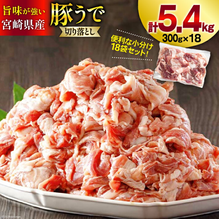 【ふるさと納税】豚肉 小分け 切り落とし 300g×18袋 合計5.4kg [甲斐精肉店 宮崎県 美郷町 31as0047] 冷凍 宮崎県産 豚 ウデ 腕 切落し 真空包装 焼肉