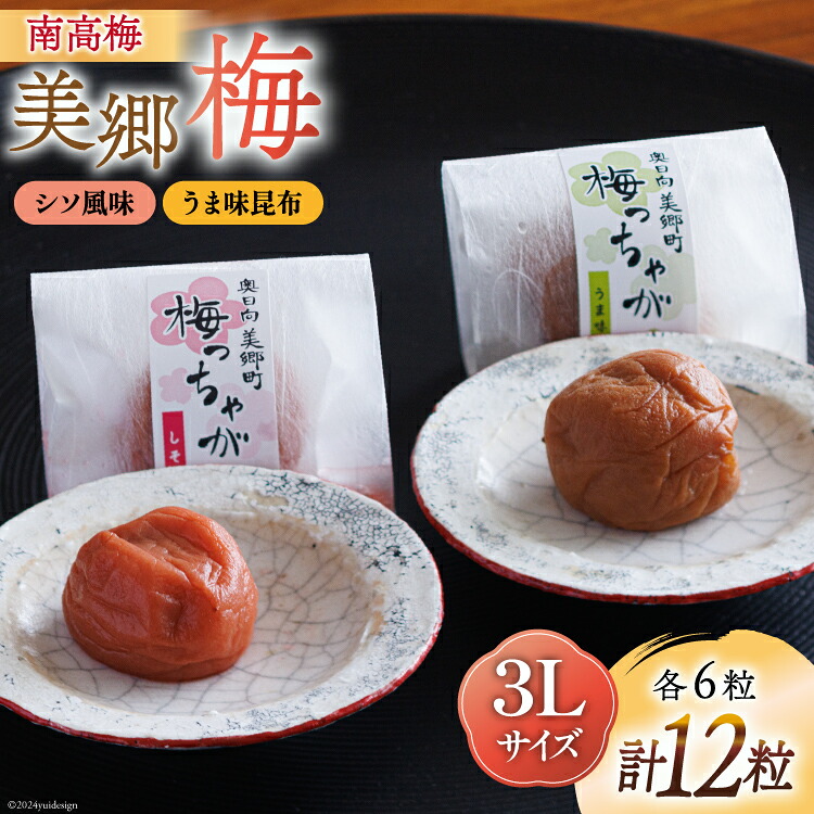 【ふるさと納税】 南高梅 梅干し 美郷梅 一粒入り うま味昆布 & シソ風味 各6粒 3Lサイズ A級品 化粧箱入り [農林産物直売所 美郷ノ蔵 宮崎県 美郷町 31ab0101-NEW] 国産 セット 詰め合わせ 宮崎県産 美郷産 常温 送料無料 贈答品 プレゼント ギフト