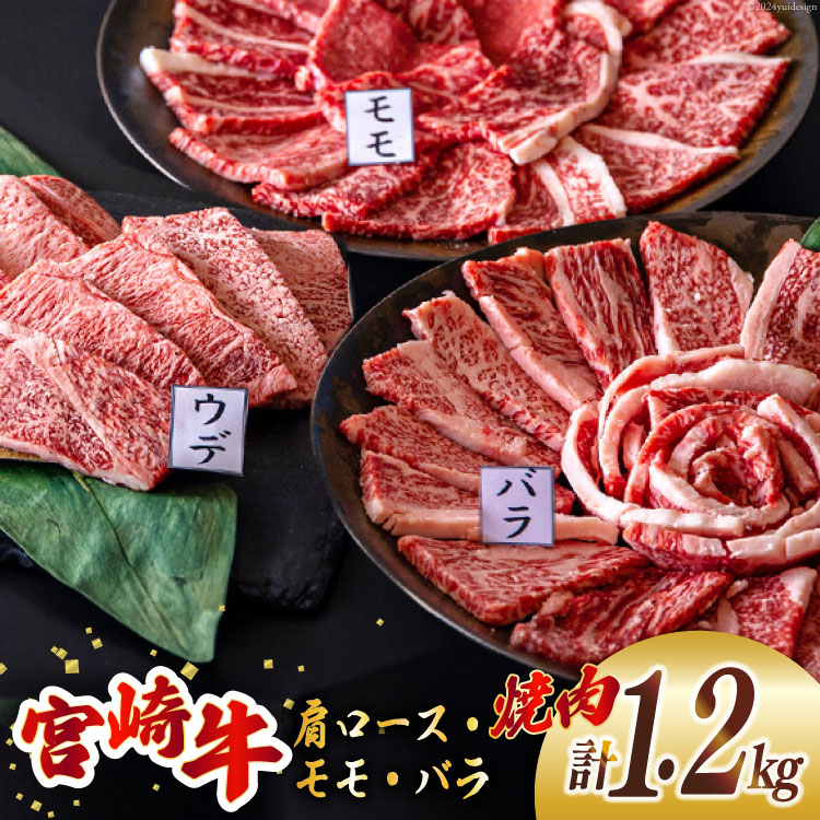 【ふるさと納税】 牛肉 焼肉 宮崎牛 ウデ モモ バラ 焼肉用 セット 各 400g 合計 1.2kg [ミヤチク 宮崎県 美郷町 31au0097] 冷凍 小分け 詰め合わせ BBQ バーベキュー 赤身 霜降り 肉 焼き肉 ウデ肉 バラ肉 モモ肉 にく