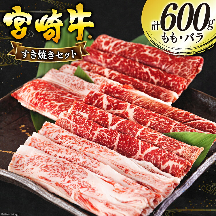 【ふるさと納税】 宮崎牛 もも バラ すき焼き 300g×2 計600g [日本ハムマーケティング 宮崎県 美郷町 31bd0017-NEW] 冷凍 送料無料 国産 黒毛和牛 A5 A4等級 ブランド 牛 肉 霜降り 肉巻き 肉じゃが プルコギ ビーフペッパーライス 宮崎県産 母の日 父の日 プレゼント