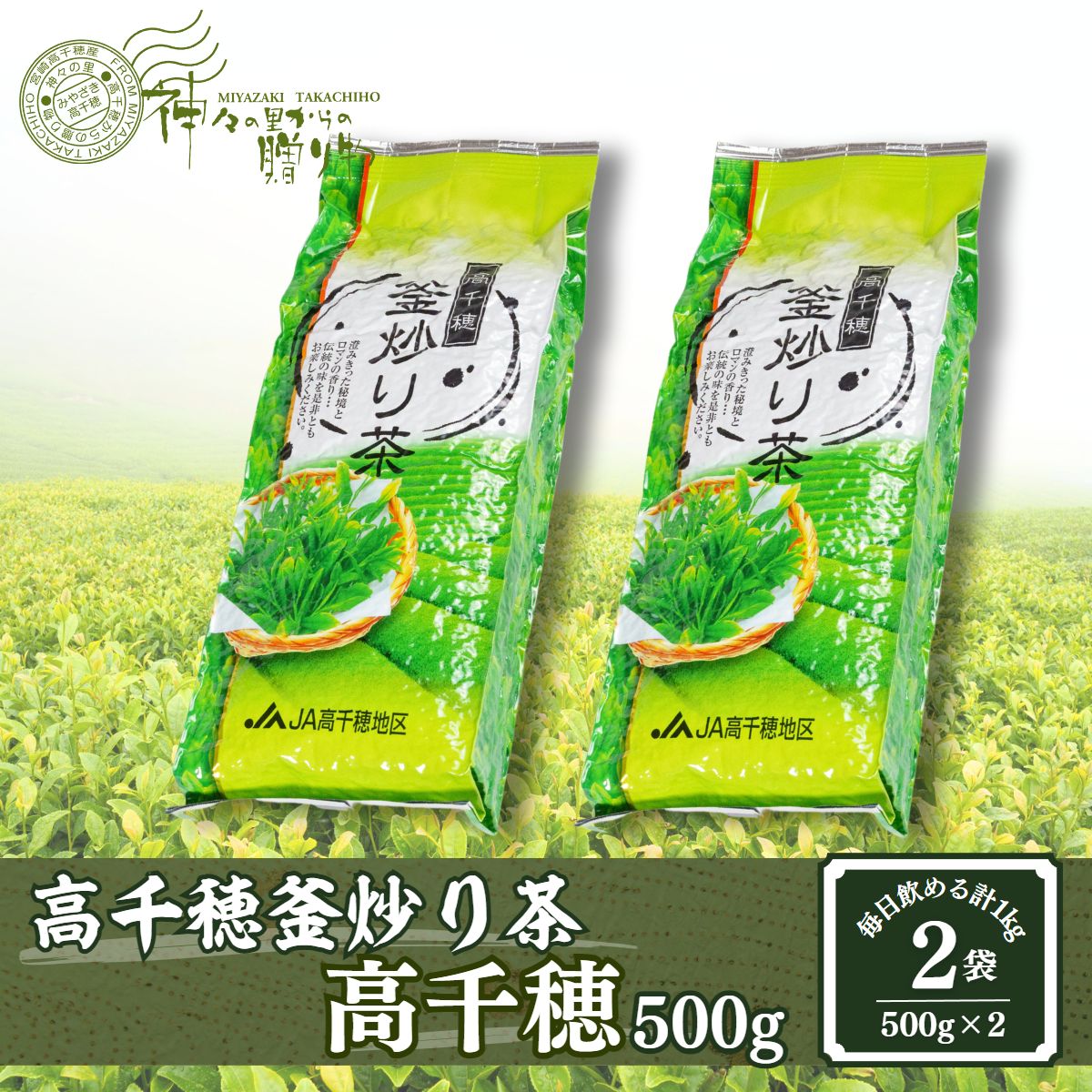 【ふるさと納税】高千穂釜炒り茶(高千穂)500g×2本詰 厳選 緑茶 お茶 茶 飲み物 お茶の葉 釜炒り茶 2袋 500g 稀少 釜炒り 使い勝手 お取り寄せ おもてなし 贈り物 ギフト プレゼント 宮崎県 高千穂町 送料無料|宮崎県高千穂町