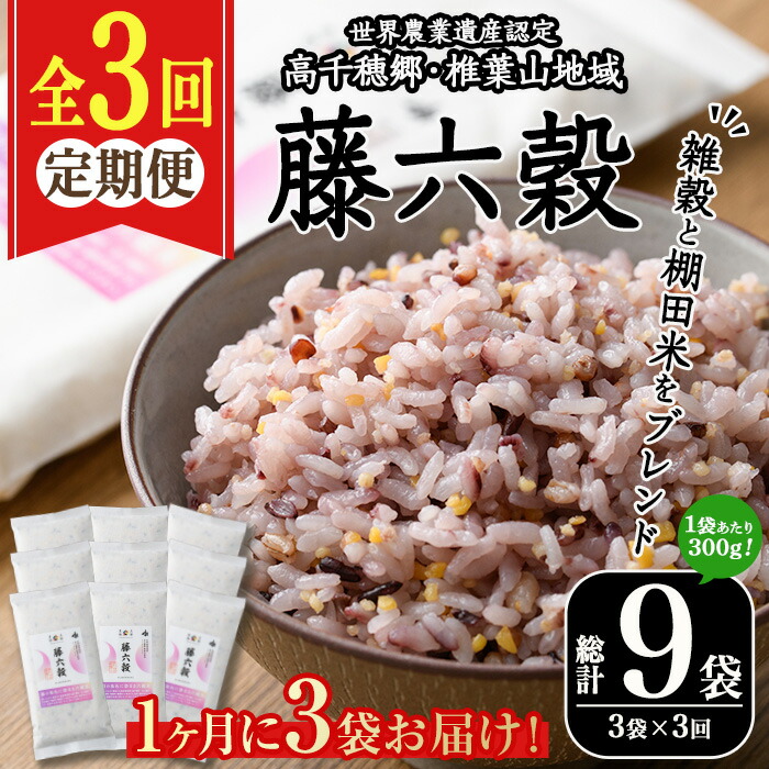 【ふるさと納税】＜全3回・定期便＞藤六穀(総計9袋・3袋×3回) 六穀 雑穀 棚田米 お米 米【TT003】【一般社団法人 ツーリズム高千穂郷】 26,000円