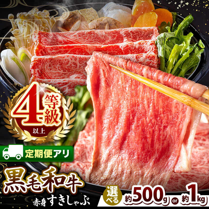 【ふるさと納税】 4等級 以上 宮崎県産 黒毛和牛 赤身 すき しゃぶ 選べる 回数 ･ 容量 500g or 1kg | 肉質等級 ウデ モモ ヘルシー 肉 牛肉 ブランド 牛 和牛 すき焼き しゃぶしゃぶ 薄切りスライス 牛丼 畜産王国 宮崎県 五ヶ瀬町