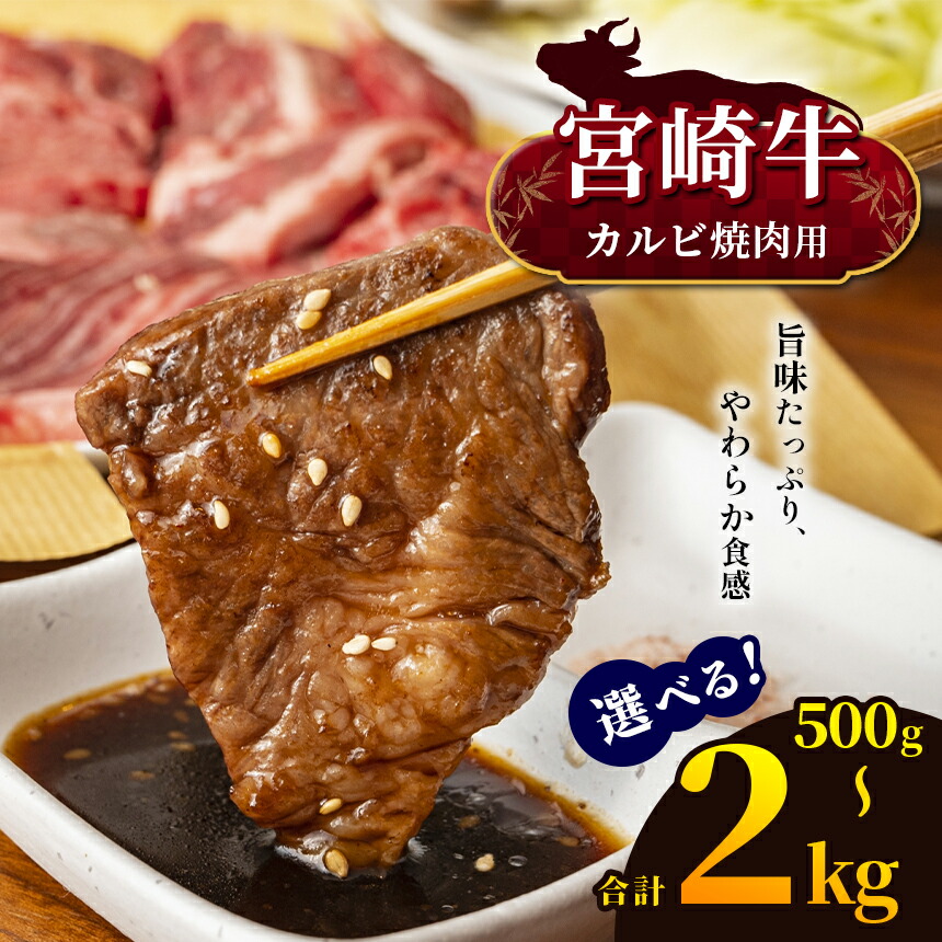 【ふるさと納税】選べる！宮崎牛 カルビ焼肉 500g or カルビ焼肉 1kg カルビ焼肉 2kg | 宮崎牛 A4 ~ A5等級 以上 黒毛和牛 牛肉 肉 にく 国産 ブランド牛 焼肉 内閣総理大臣賞 受賞 宮崎県 五ヶ瀬町｜宮崎県五ヶ瀬町