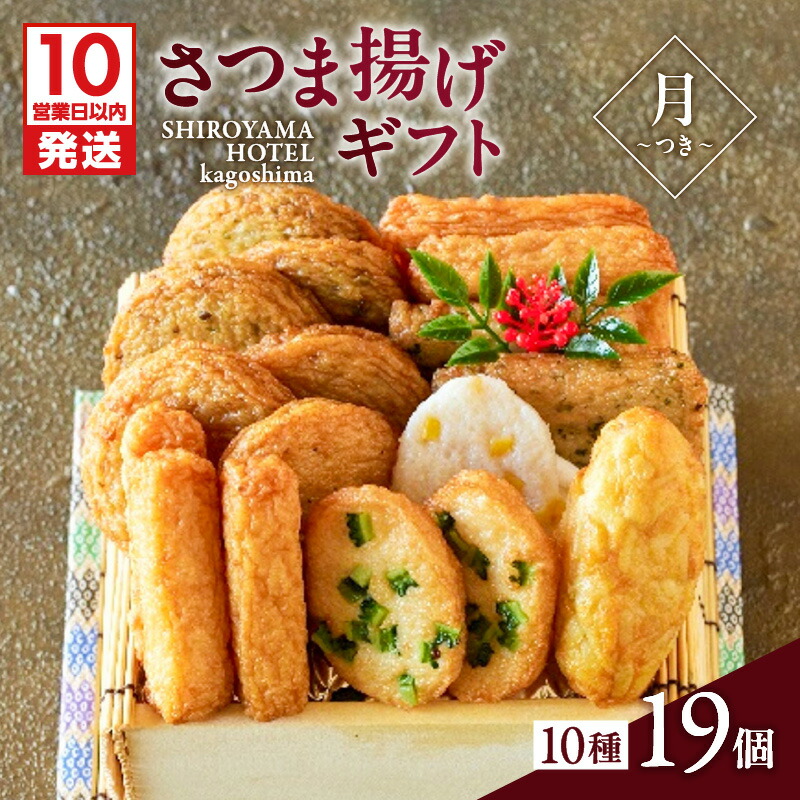 【ふるさと納税】【10営業日以内に発送】 さつま揚げ ギフト 月～つき～ 10種 19個 つきあげ 薩摩 本場 逸品 厳選 特産 伝統 天ぷら 練り物 野菜 魚 すり身 惣菜 郷土料理 加工品 食品 おすすめ 人気 お土産 贈り物 プレゼント 冷蔵 グルメ 鹿児島市 鹿児島県産 送料無料