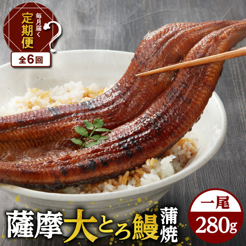 【ふるさと納税】【全6回定期便】薩摩 大とろ鰻 蒲焼 特大サイズ 一尾 280g 6回 うなぎ 鰻 蒲焼 うな丼 丼 うな重 ひつまぶし 大とろ 土用の丑の日 丑の日 惣菜 冷凍 うなぎのたれ タレ 定期 定期便 せんゆう鰻屋 株式会社志 鹿児島市 おすすめ ランキング プレゼント ギフト