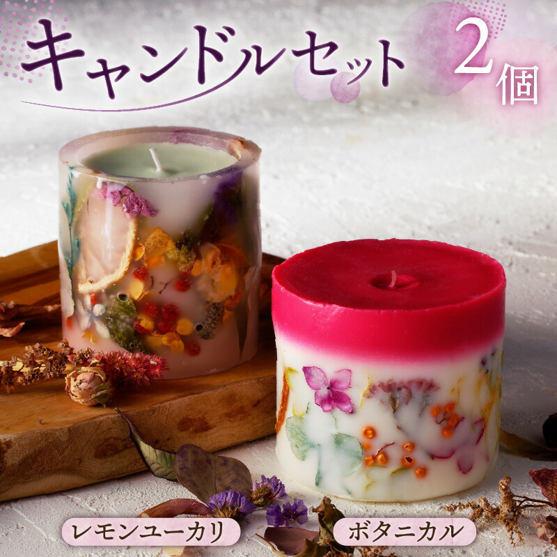 【ふるさと納税】 キャンドル 2個 セット レモンユーカリ ボタニカル 送料無料 ロウソク ソイワックス 無農薬栽培 ハーブ レモン ユーカリ バラ ローズ 香り 癒し リラックス 手作り ハンドメイド 合同会社Lamp 鹿児島市 土産 贈り物 プレゼント ギフト