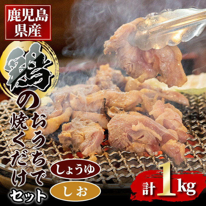 市場 ふるさと納税 しょうゆ味 1kg 鹿児島県産鶏のおうちで焼くだけセット しお味