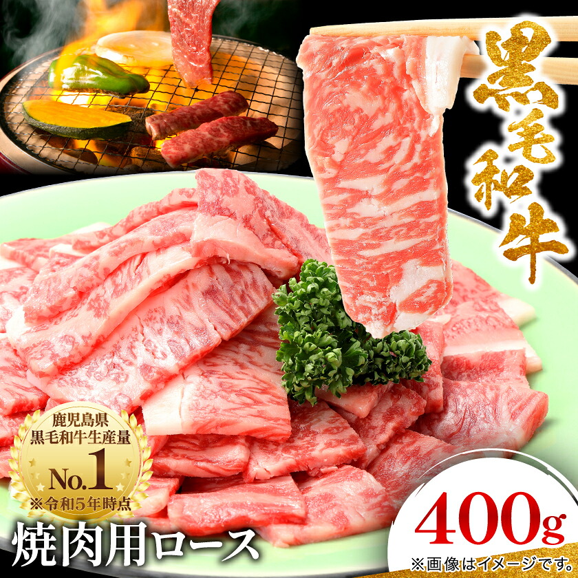 【ふるさと納税】【鹿児島県産】黒毛和牛 焼肉用ロース 400g(枕崎市) A8-112_ 肉 牛肉 黒毛和牛 ロース 焼肉用 おすすめ 送料無料 枕崎 鹿児島県 人気 冷凍 贈答 ギフト スターゼン 【配送不可地域：離島】【1616202】