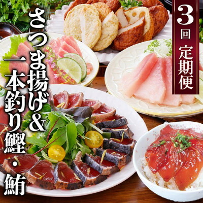 【ふるさと納税】定期便(半年で3回)さつま揚げ&鮮度抜群な一本釣りかつお・まぐろ LL-6007_ 詰め合わせ セット 鮪 マグロ まぐろ丼 鰹 たたき タタキ かつお丼 鹿児島県 枕崎市 送料無料 【配送不可地域：離島】【1462810】