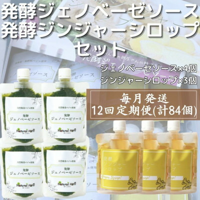 【ふるさと納税】【毎月定期便】ジェノベーゼソース×発酵ジンジャーシロップ(計7個セット) 全12回 JJ-6009【配送不可地域：離島】【4050351】