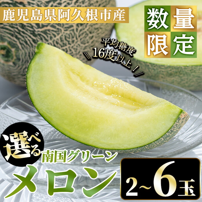 【ふるさと納税】＜先行予約受付中！2025年6月以降順次発送予定＞＜内容量が選べる！＞数量限定！鹿児島県産南国グリーンメロン(2～6玉・約1.5～6kg) 数量限定 メロン フルーツ 青肉 果物 くだもの 果実 国産 九州産 鹿児島県産【松永青果】