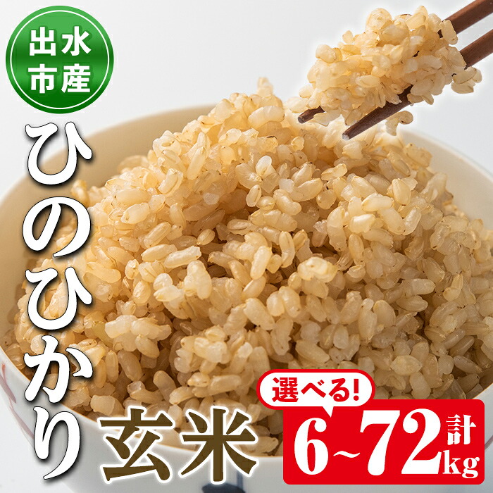 【ふるさと納税】＜選べる！お届け内容＞鹿児島県出水市産ひのひかり玄米＜計6kg・計12kg・計36kg・計72kg＞ 定期便 米 玄米 お米 12kg 国産 ひのひかり おにぎり ごはん 自家脱穀 お米マイスター 厳選【田上商店】｜鹿児島県出水市