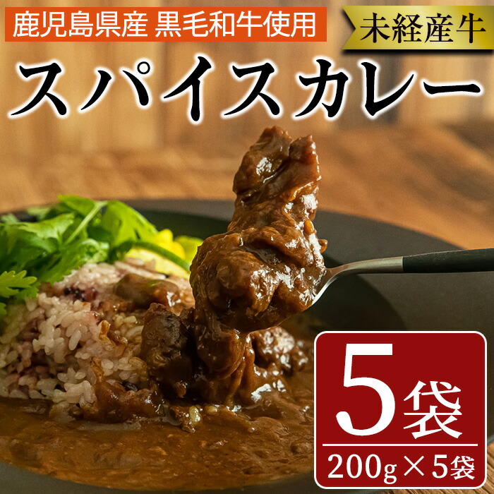 ご予約品 A4ランクの黒毛和牛のとろとろの牛すじが甘味を利かせ ALOHAスパイスカレー 国産 指宿育ち黒毛姫牛 クセになる辛さ 鹿児島県産A4未経産牛  200g×5袋 惣菜