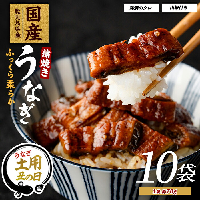 【ふるさと納税】【丑の日に最適】7/9～19までにお届け！(お申込みは7/13まで)【鹿児島県産】うなぎ蒲焼じっくり焼き きざみ約70g×10袋 化粧箱入り(大新/022-1902) 鰻 ウナギ 蒲焼 国産 丑の日 うな丼 どんぶり ご飯のお供 ごはんのおとも ギフト プレゼント 贈り物 贈答