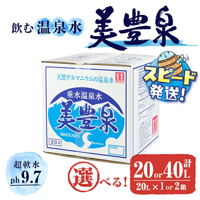 【ふるさと納税】【定期便対応】<すぐ届く!>飲む温泉水/美豊泉 (20L×1箱or2箱 / 定期便6回 計6箱 or 12回 計12箱) 水 ミネラルウォーター 温泉水 シリカ水 軟水 超軟水 20L BIB バックインボックス 定期便 国産 鹿児島産 垂水市 常温 常温保存【池田建設】|鹿児島県垂水市