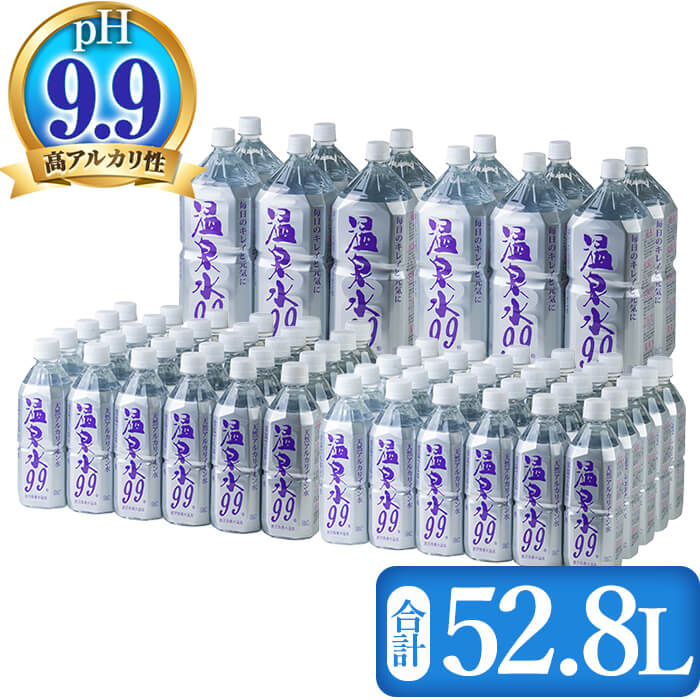 【ふるさと納税】飲む温泉水 温泉水99(計52.8L・1.9L&times;12本、500ml&times;60本)水 ミネラルウォーター 温泉水 飲む温泉水 シリカ 飲料 500ml ペットボトル 国産 鹿児島産 垂水市 温泉水99【エスオーシー】E5-0823｜鹿児島県垂水市