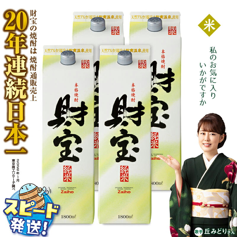 【ふるさと納税】 米焼酎 紙パック 4本セット 焼酎 米 1800ml アルコール 25度 天然アルカリ温泉水 財寶温泉 を割水に使用 ギフト 贈り物 プレゼント お酒 鹿児島県 すぐ届く【財宝】 B2-22121