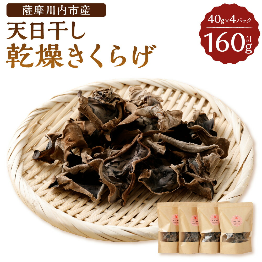 【ふるさと納税】 薩摩川内市産の天日干し乾燥きくらげ 合計160g 40g×4パック 国産きくらげ  薩摩川内市産 きくらげ 天日干し乾燥きくらげ 鹿児島県 薩摩川内市 送料無料