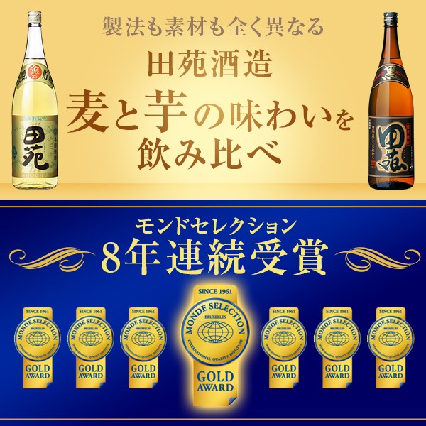 品揃え豊富で 田苑酒造 芋焼酎 麦焼酎 飲み比べセット 田苑金ラベル 田苑芋黒麹仕込み 各1800ml 25度 A-638 本格焼酎 薩摩焼酎 いも  音楽仕込 ギフト プレゼント 贈答 父の日 敬老の日 お中元 お歳暮 鹿児島県 薩摩川内市 fucoa.cl