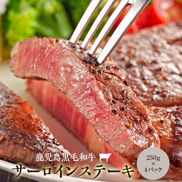 【ふるさと納税】鹿児島県産黒毛和牛 サーロインステーキ 1kg (250g × 4枚) 牛肉 ステーキ 名産鹿児島和牛かんだ本店 A5 和牛 牛 肉 鹿児島 ギフト プレゼント お中元 お歳暮 薩摩川内市 川内市 川内 ふるさと 納税